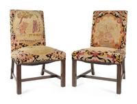 A Pair of George III Style Needlepoint Upholstered Mahogany Library Chairs
