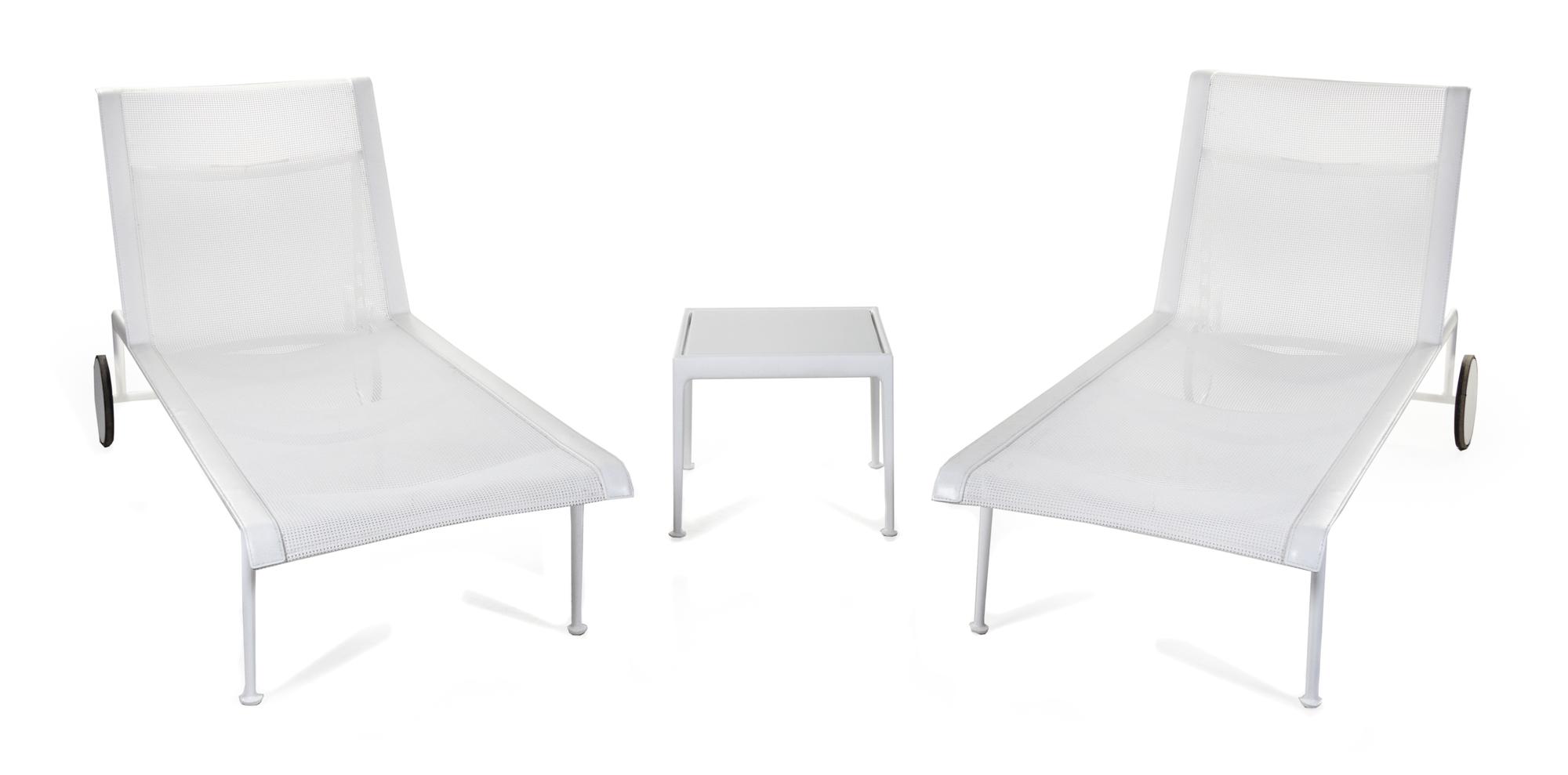 Pair of 1966 Collection Chaise Lounges and Side Table Knoll, USA