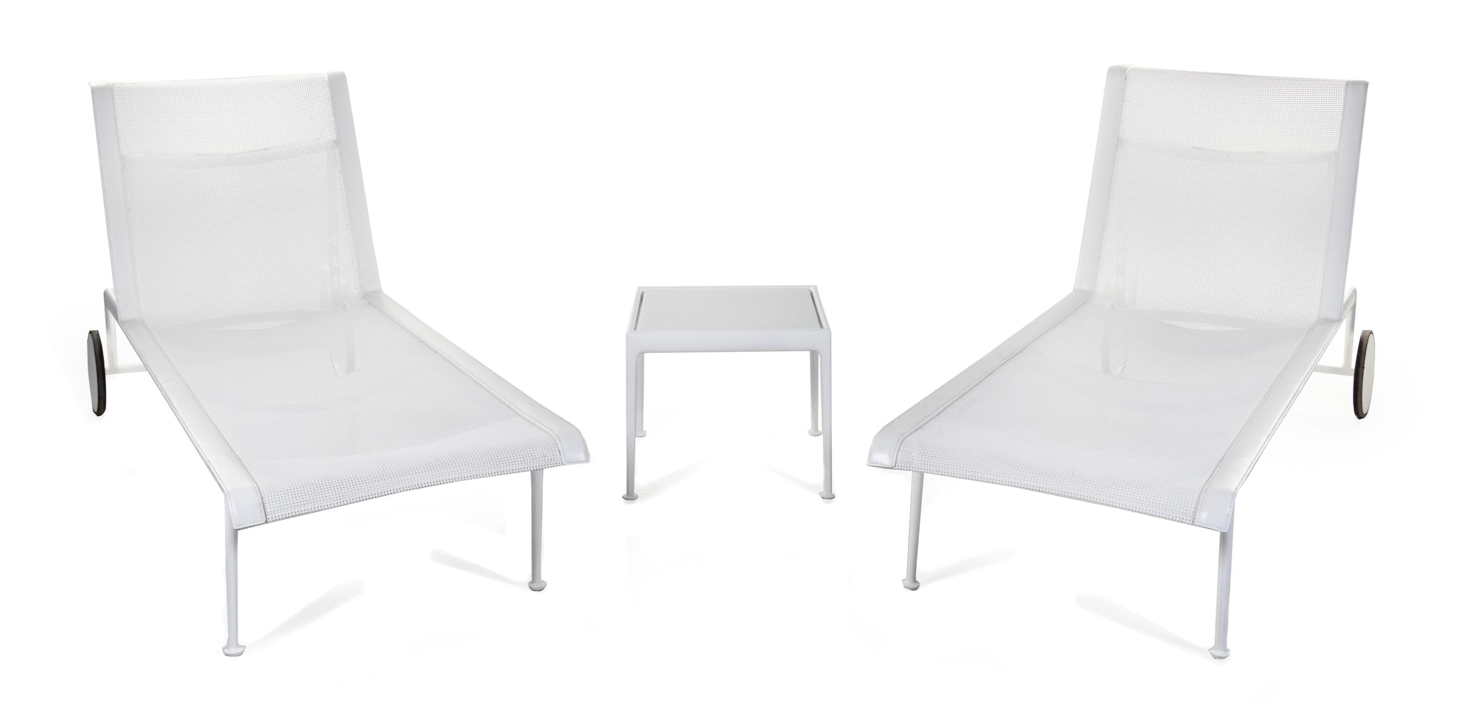 Pair of 1966 Collection Chaise Lounges and Side Table Knoll, USA