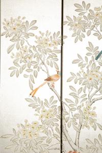 A Four-Panel Floor Screen with Silvered Wallpaper