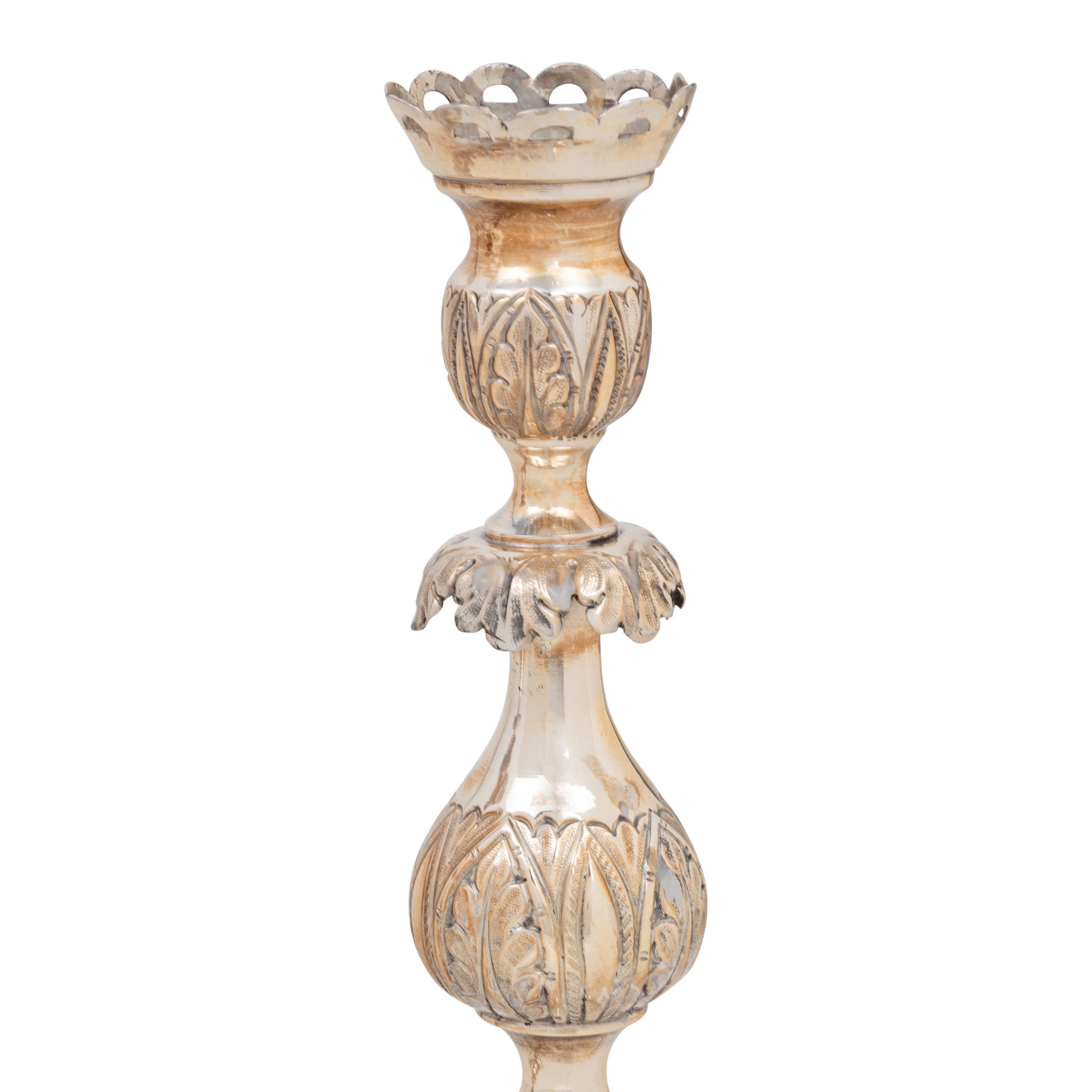 A Pair of Polish Silver Candlesticks