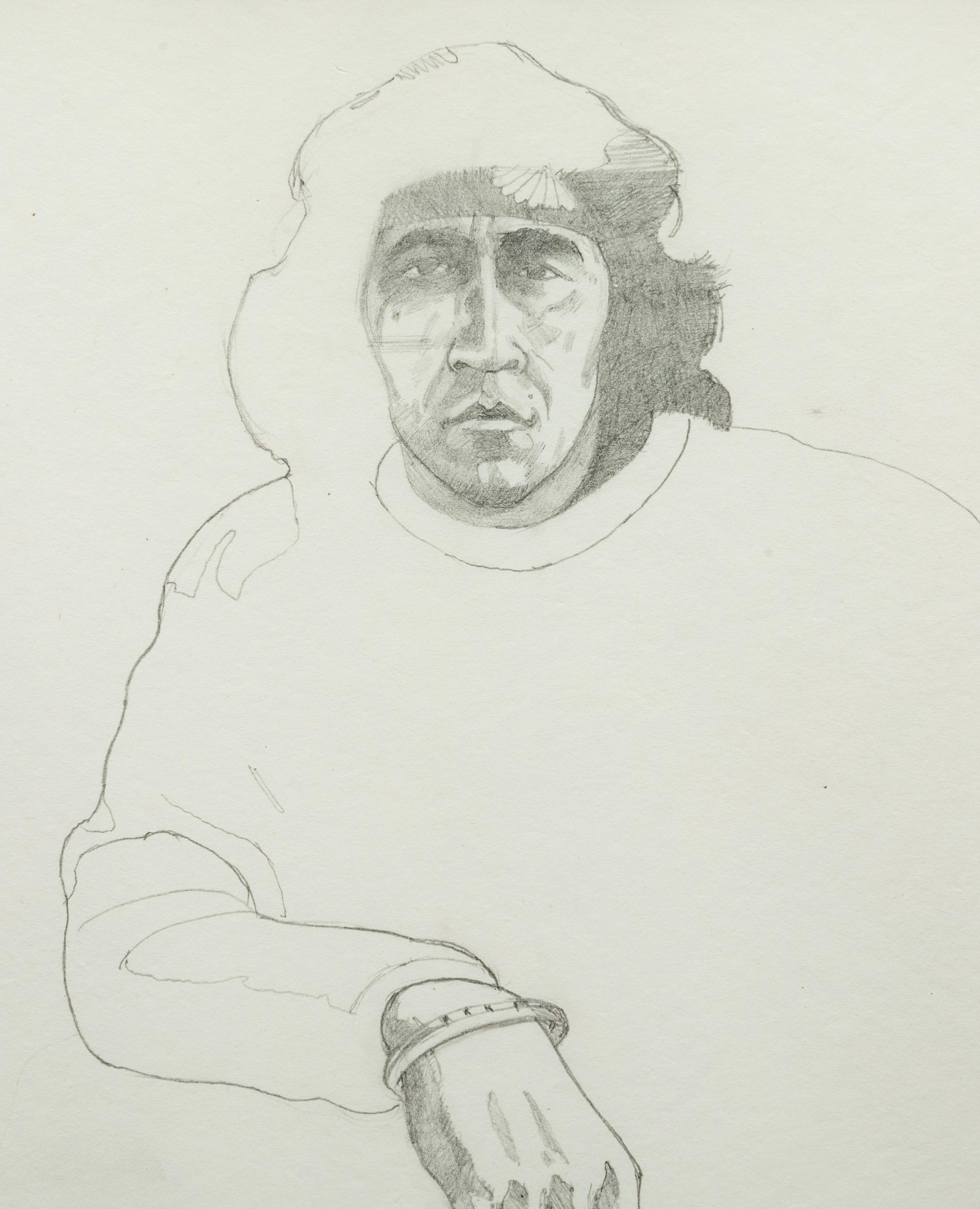 Two Works: Two Figures and Indian with Headband, together with a letter from the artist