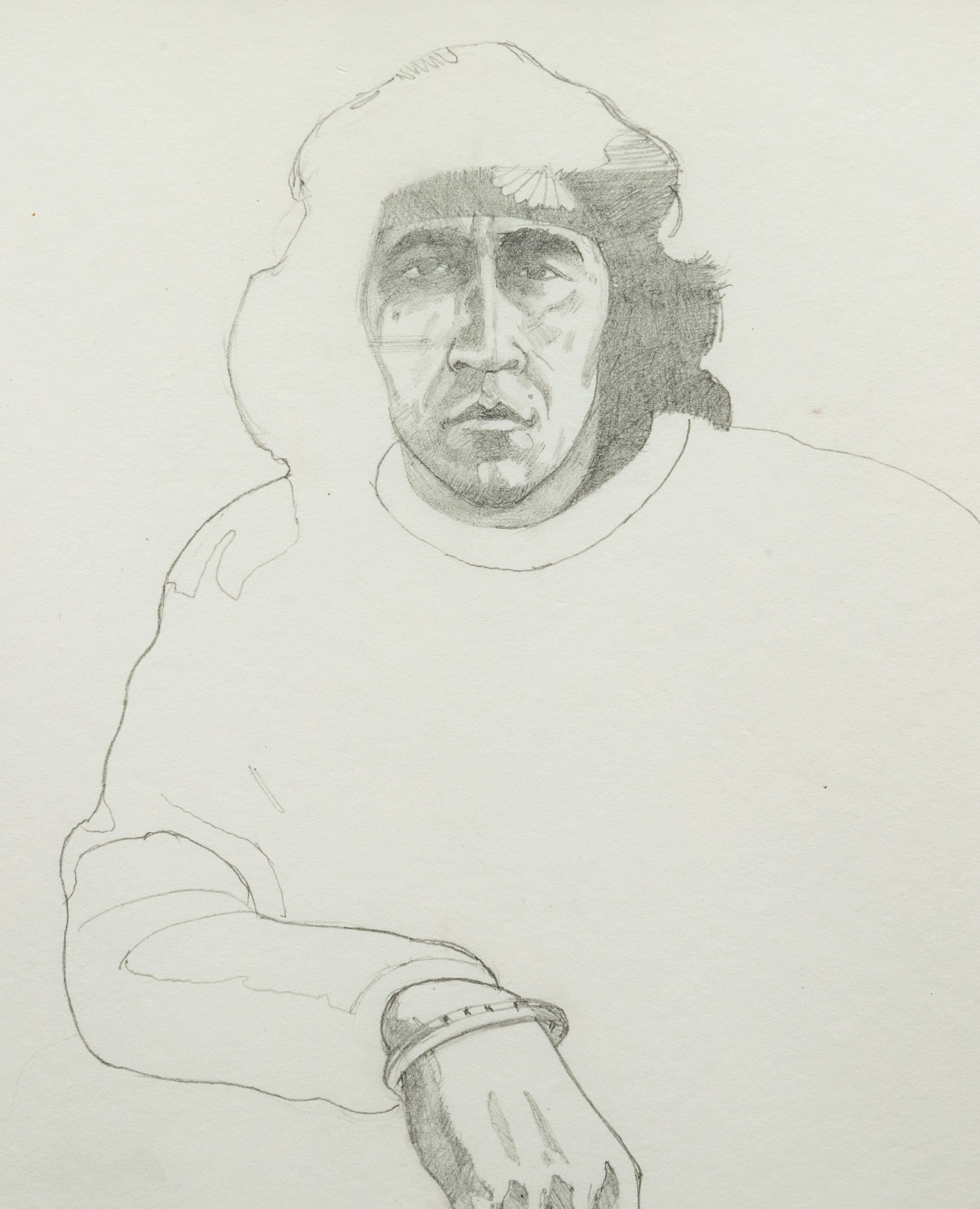 Two Works: Two Figures and Indian with Headband, together with a letter from the artist