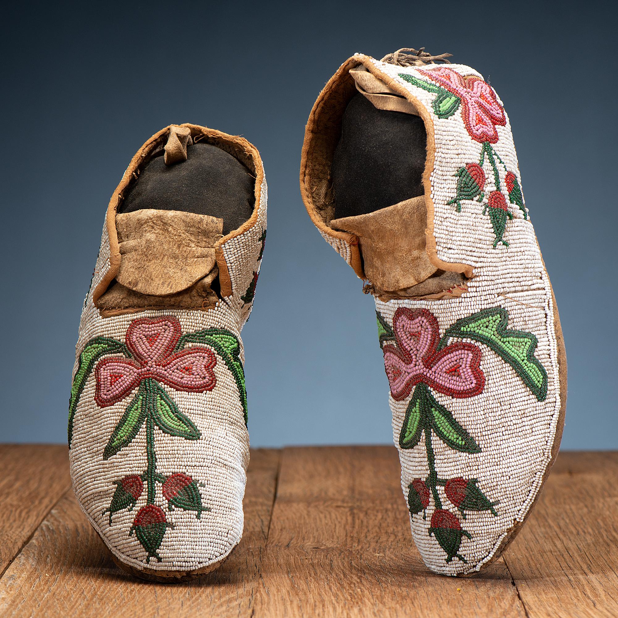 Cree Beaded Hide Moccasins