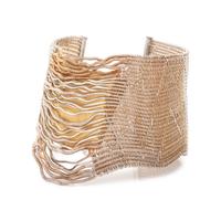 SILVER, YELLOW GOLD AND DIAMOND CUFF BRACELET