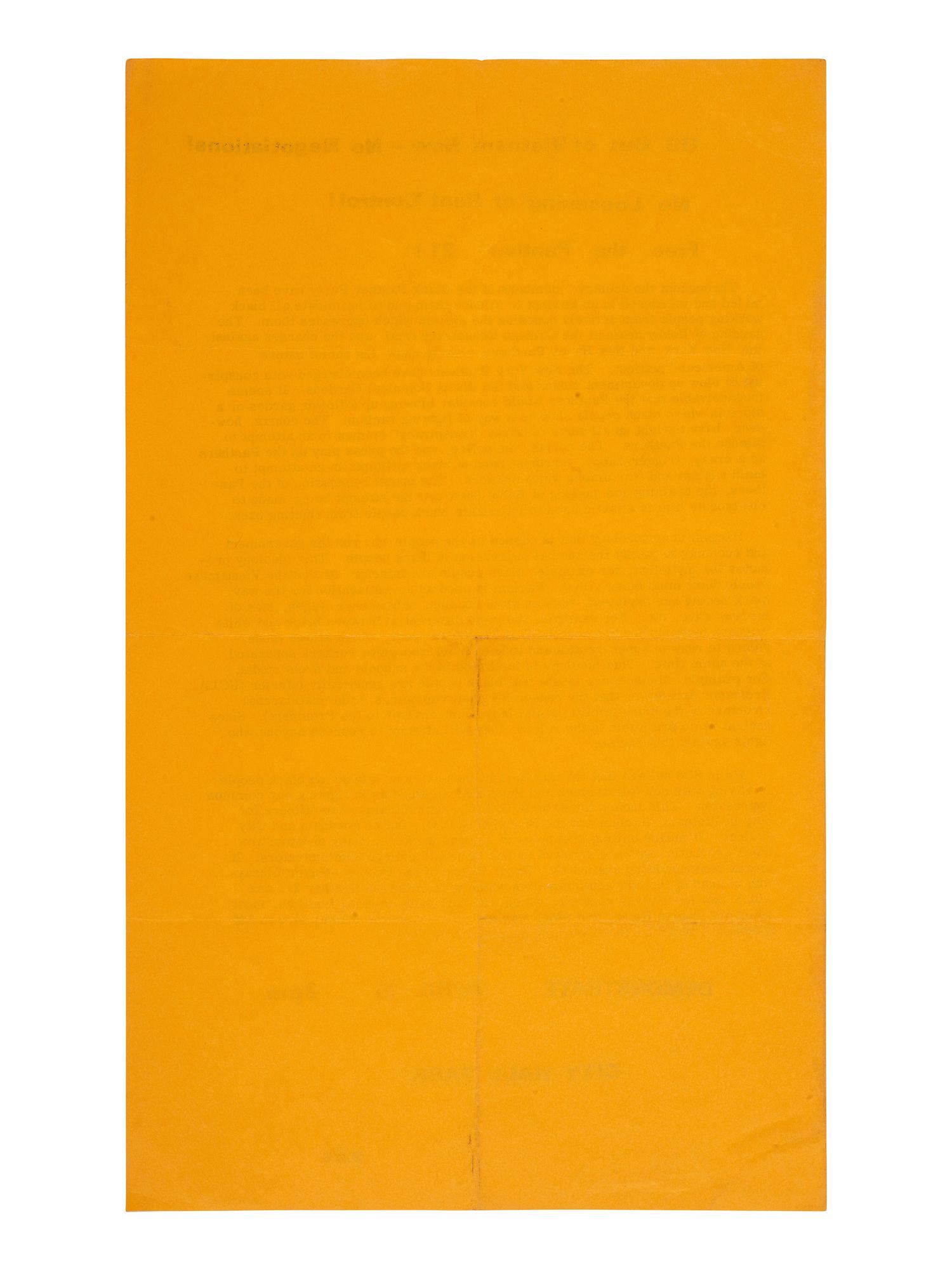 [BLACK PANTHERS]. A group of 2 flyers associated with the "Panther 21,"comprising: