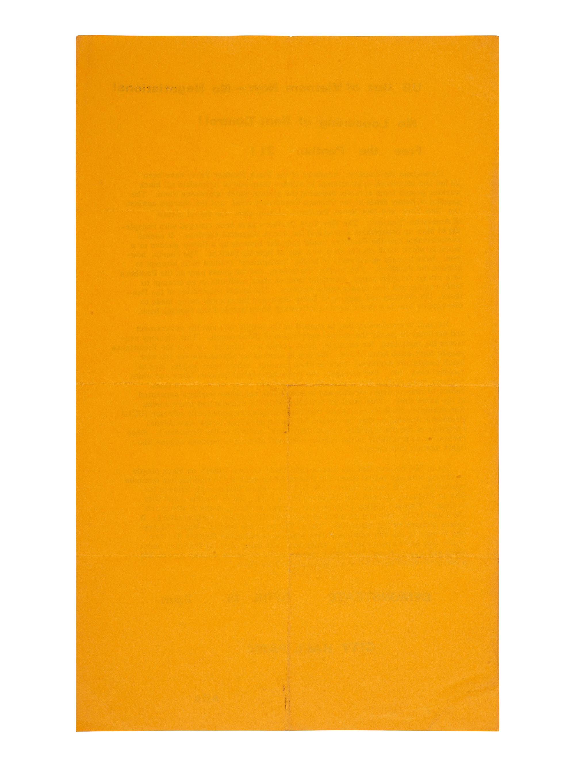 [BLACK PANTHERS]. A group of 2 flyers associated with the "Panther 21,"comprising: