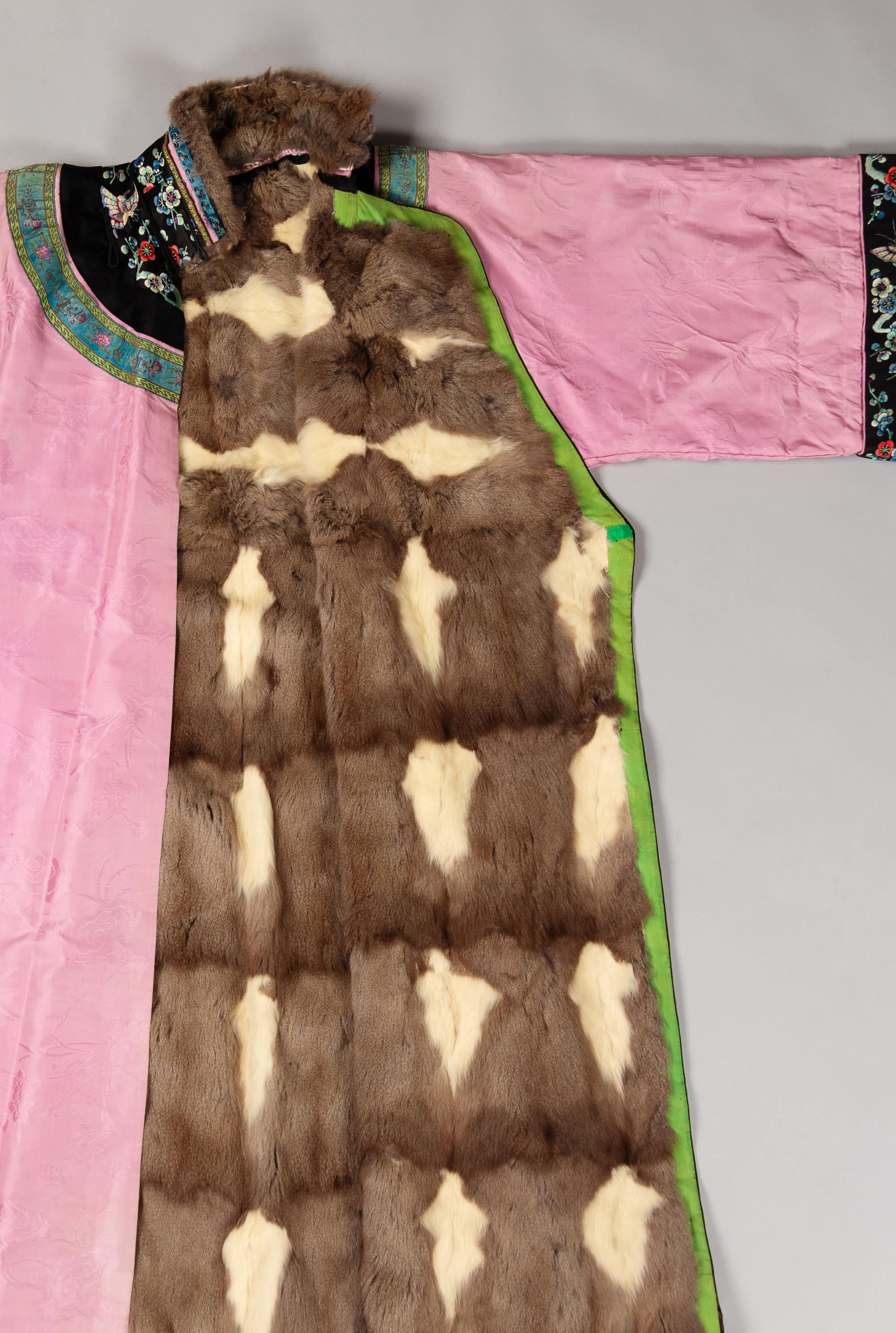 A Fur Lined and Embroidered Silk Ladies' Robe