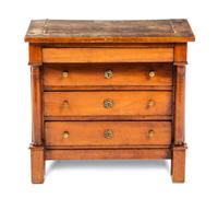 An Empire Style Fruitwood Diminutive Commode Height 15 1/2 x width 17 1/8 x depth 10 1/2 inches. — 19TH CENTURY