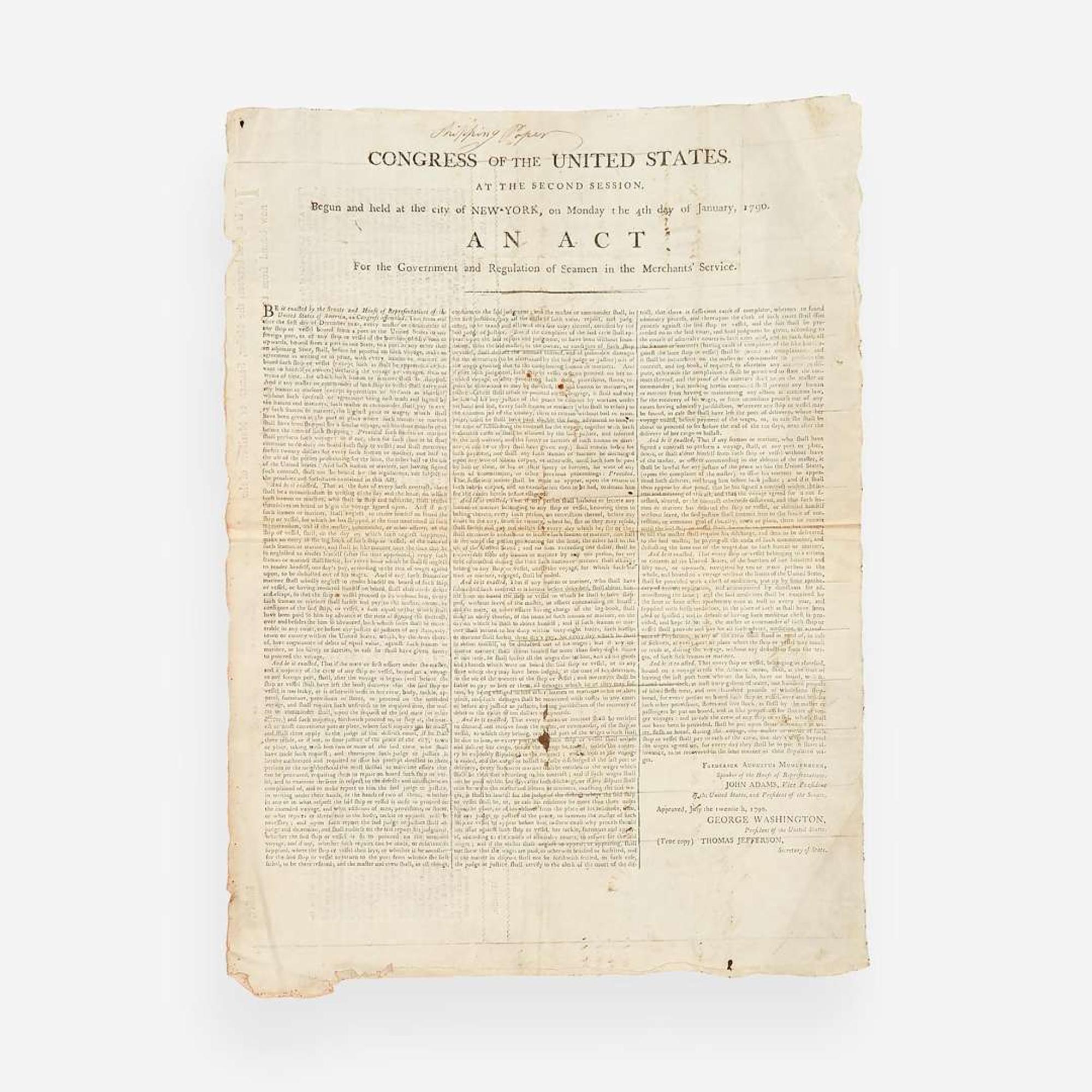 [Americana] [Marblehead, Massachusetts] Archive of the American Merchant Vessel "Hiram"