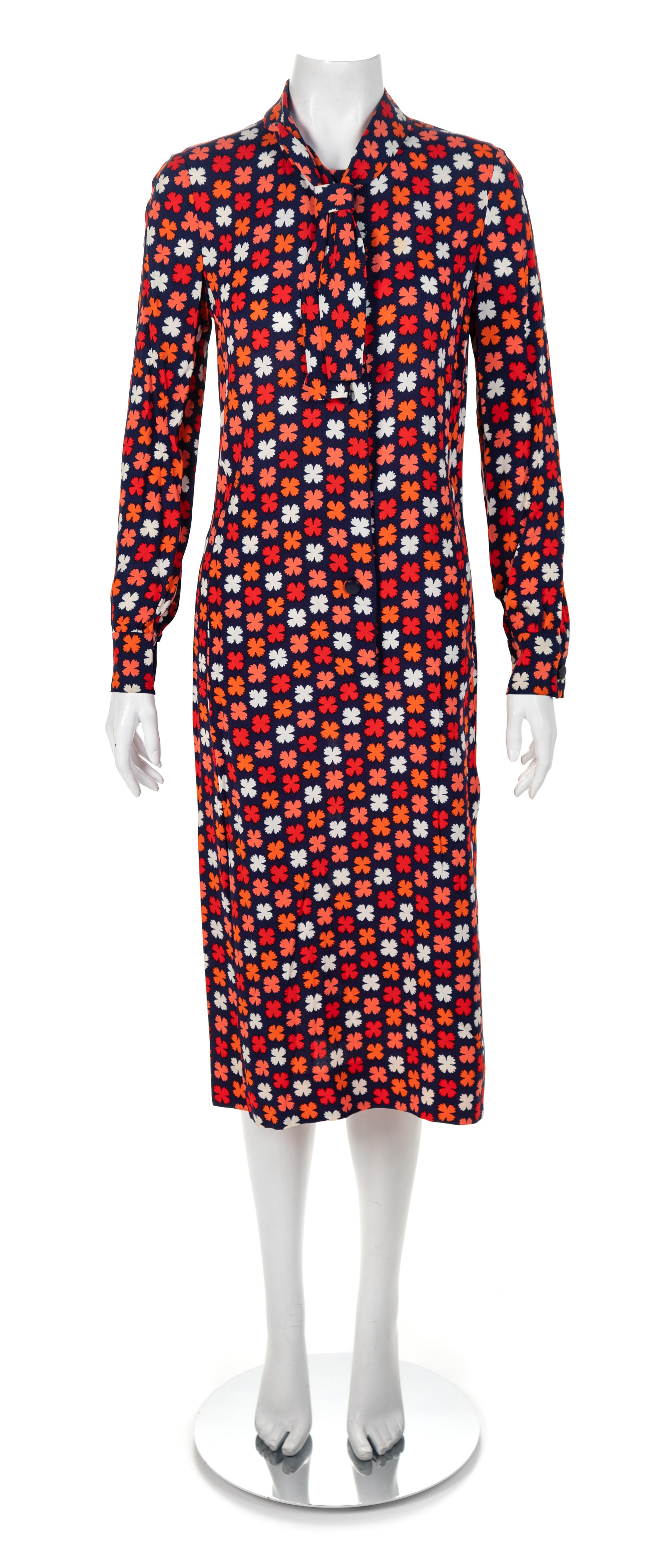 Givenchy Nouvelle Boutique Navy Floral Dress, 1980-90s No size label