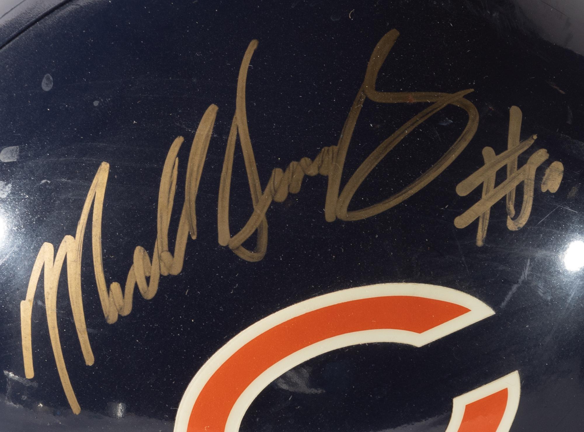 A Group of Mike Singletary Signed Autograph Items Including a Full Sized Helmet