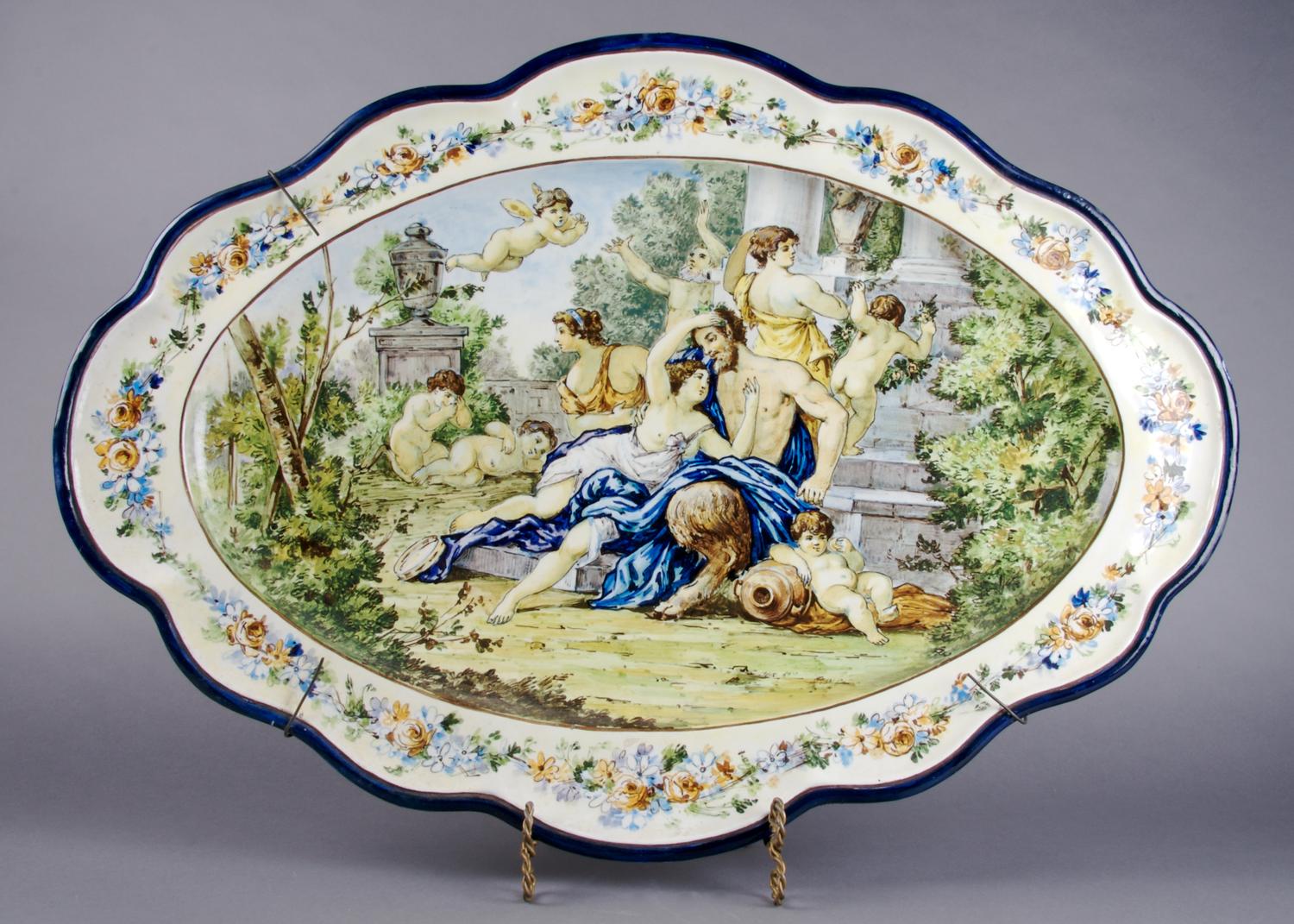 A Majolica Platter, Width 28 1/2 inches.