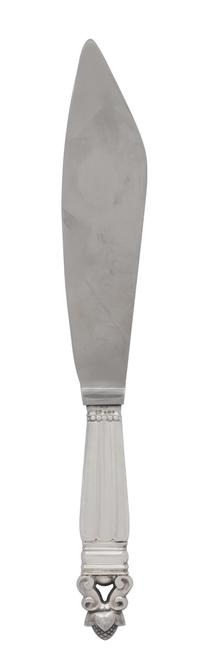 A Georg Jensen Acorn Silver Cake Knife, Johan Rohde, 20th Century, having a stainless steel blade