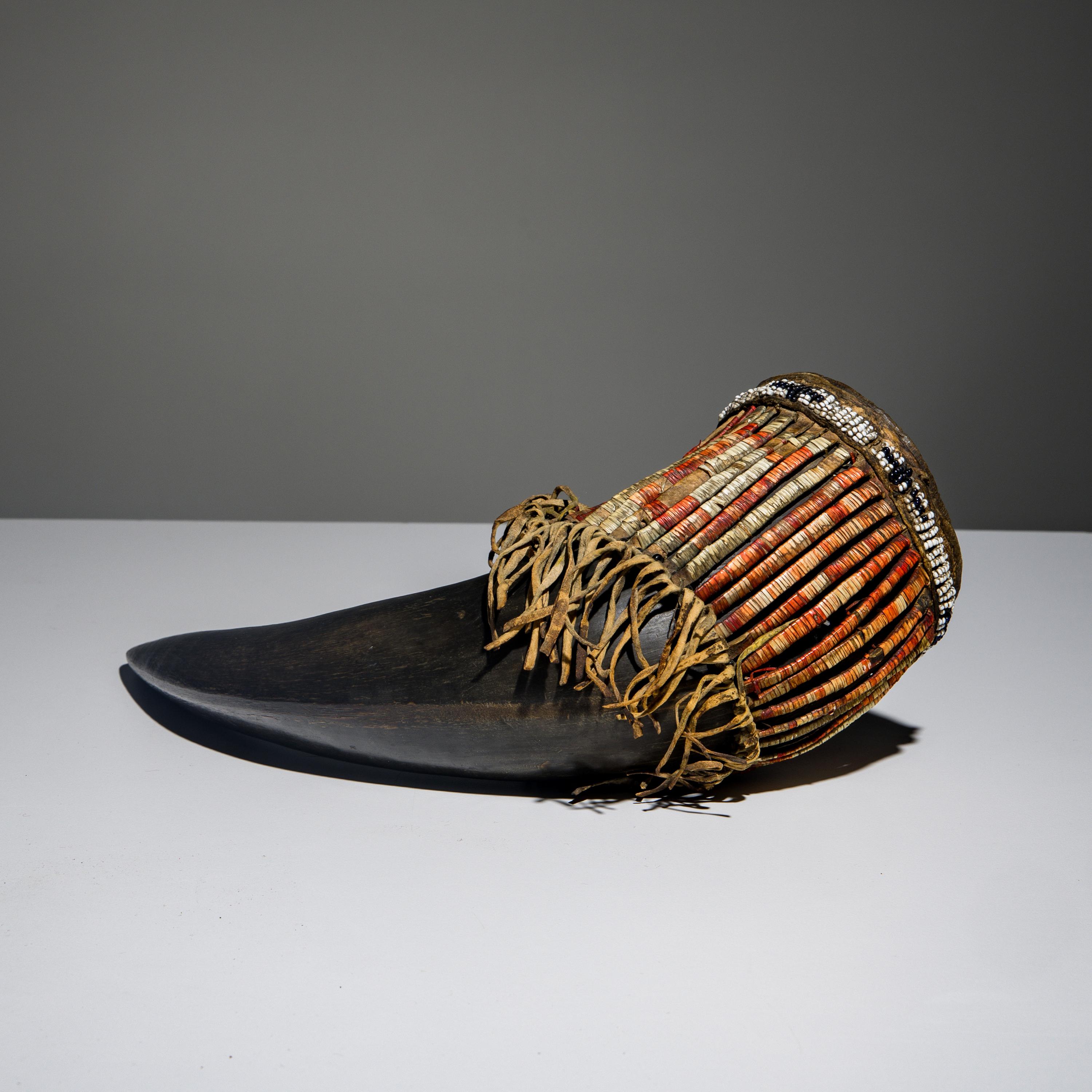 Sioux Quilled and Beaded Buffalo Horn Cup