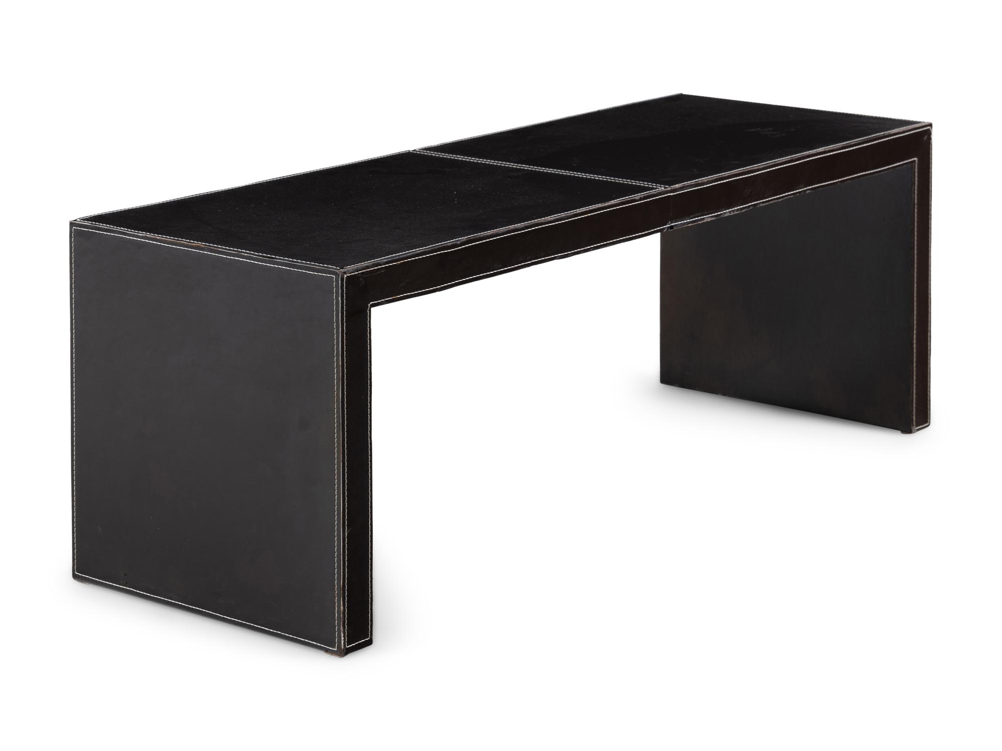 A Contemporary Leather Veneered Low Table