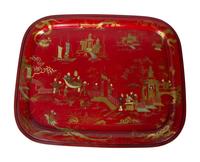 An English Chinoiserie Decorated Tray on a Later Stand — 19TH CENTURY