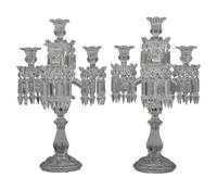 A Pair of Baccarat ' Medallion' Crystal Four-Light Candelabra