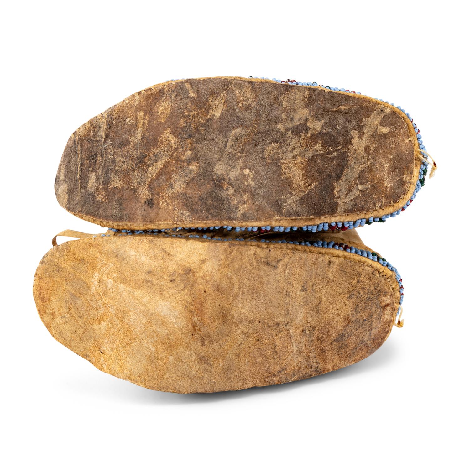 Northern Plains Adult and Child's Beaded Hide Moccasins