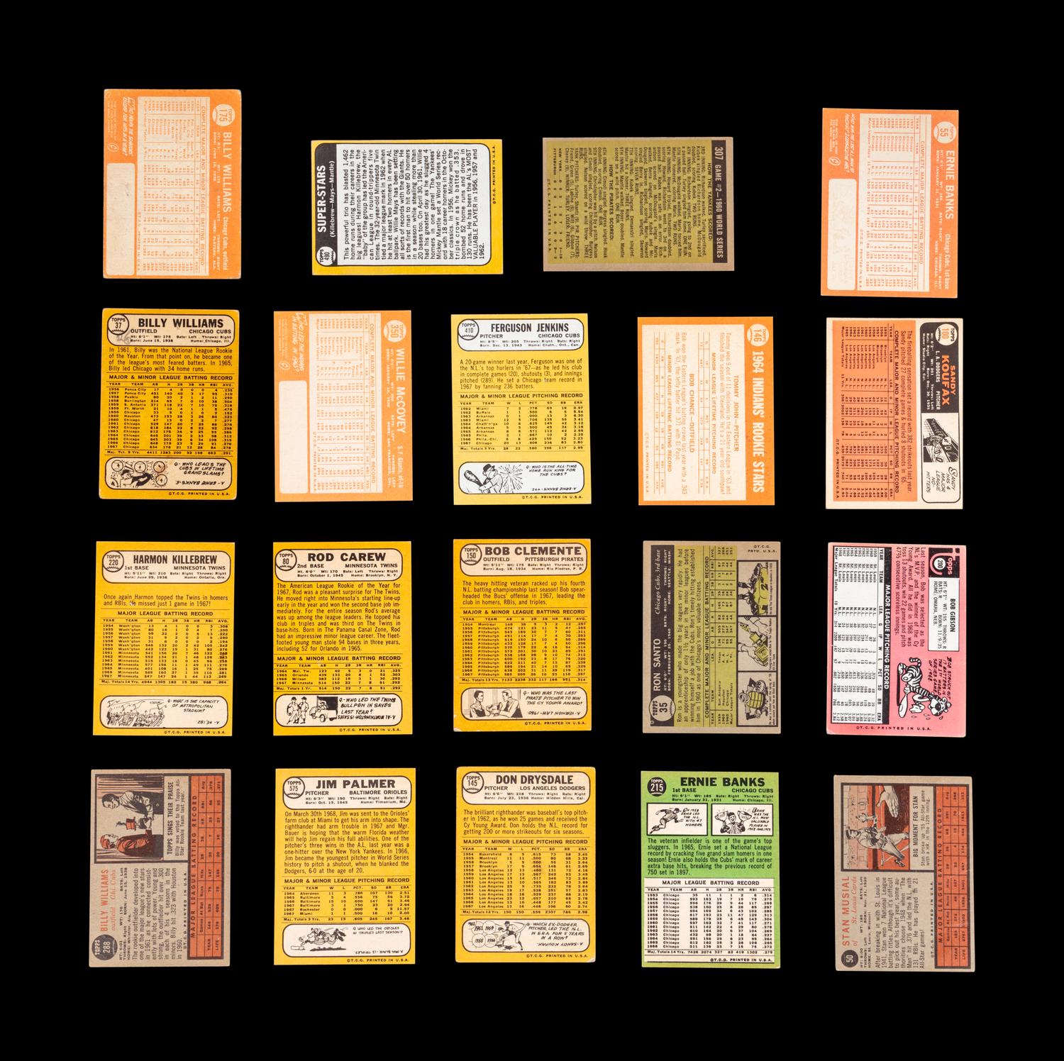 A Group of 19 1960s Topps Baseball Cards Including Hall of Famers and Rookies Including Roberto Clemente and Sandy Koufax,
