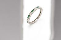 ANTIQUE, EMERALD AND DIAMOND ETERNITY BAND