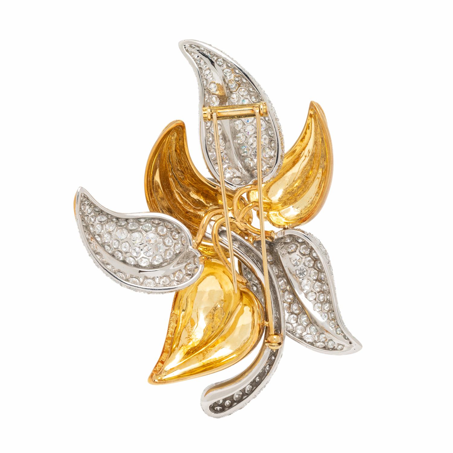 W. Kalich, Yellow Gold and Diamond Leaf Brooch