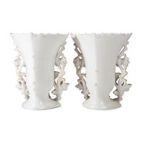 A Pair of Paris Porcelain Landscape Vases with Bisque Figures