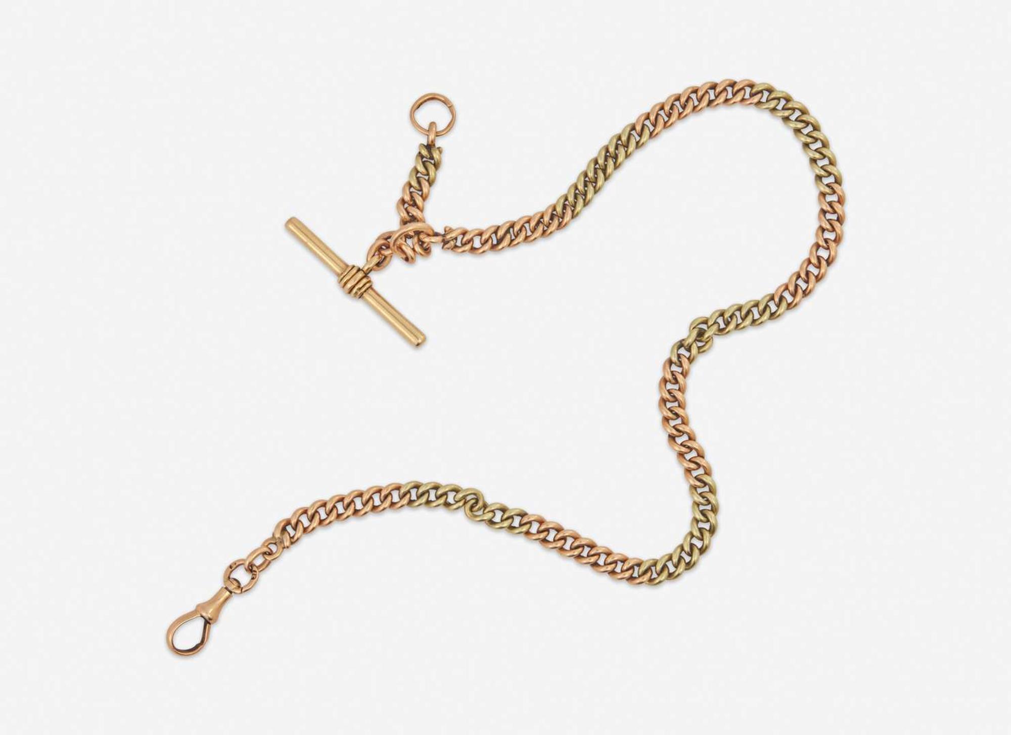 A Two-Tone Gold Pocket Watch Chain