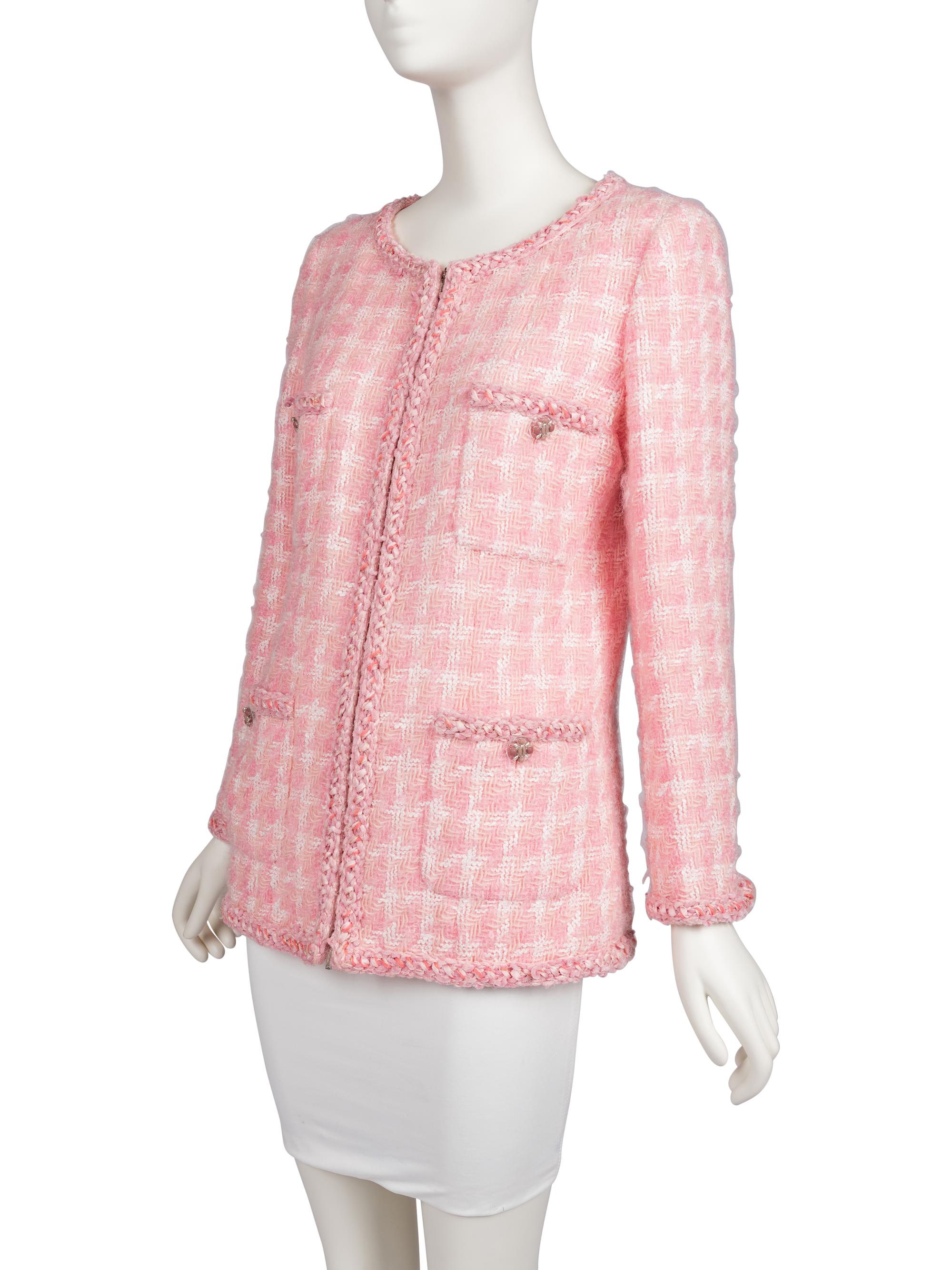 Chanel Pink and White Tweed Jacket, 2000s