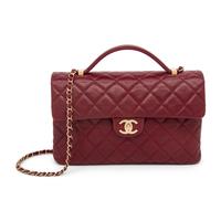 CHANEL, BURGUNDY TOP HANDLE FLAP BAG