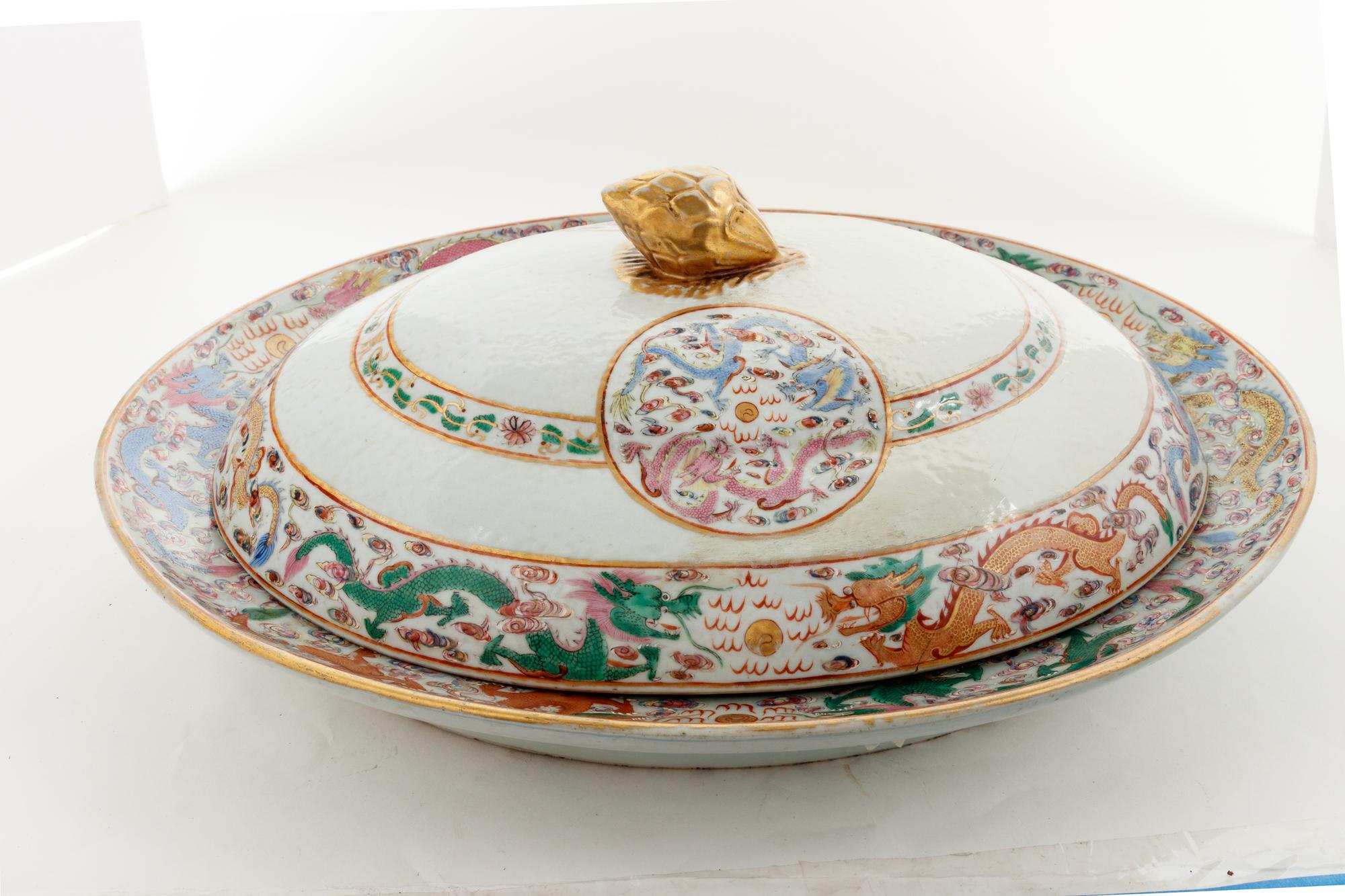 A Chinese Export Porcelain Meat Platter and Cover