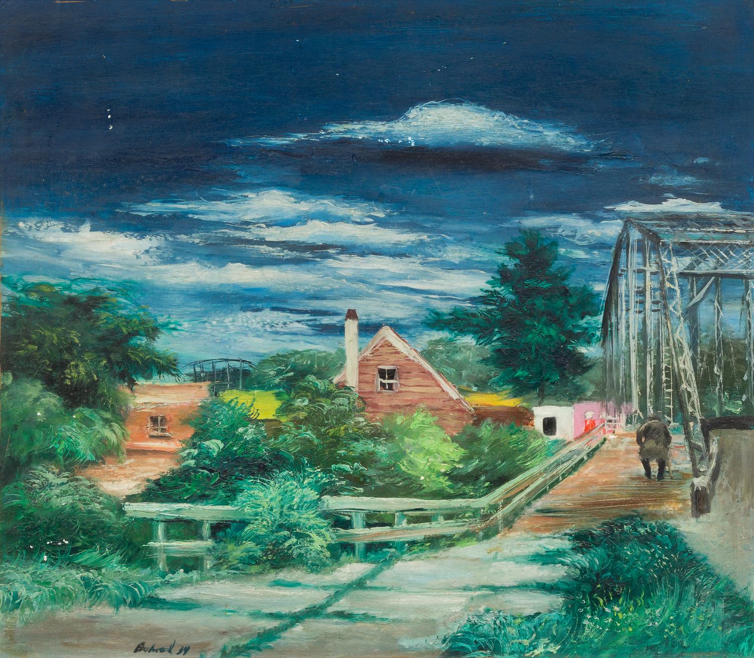 Aaron Bohrod, (American, 1907 - 1992), Crossing the Bridge, 1939