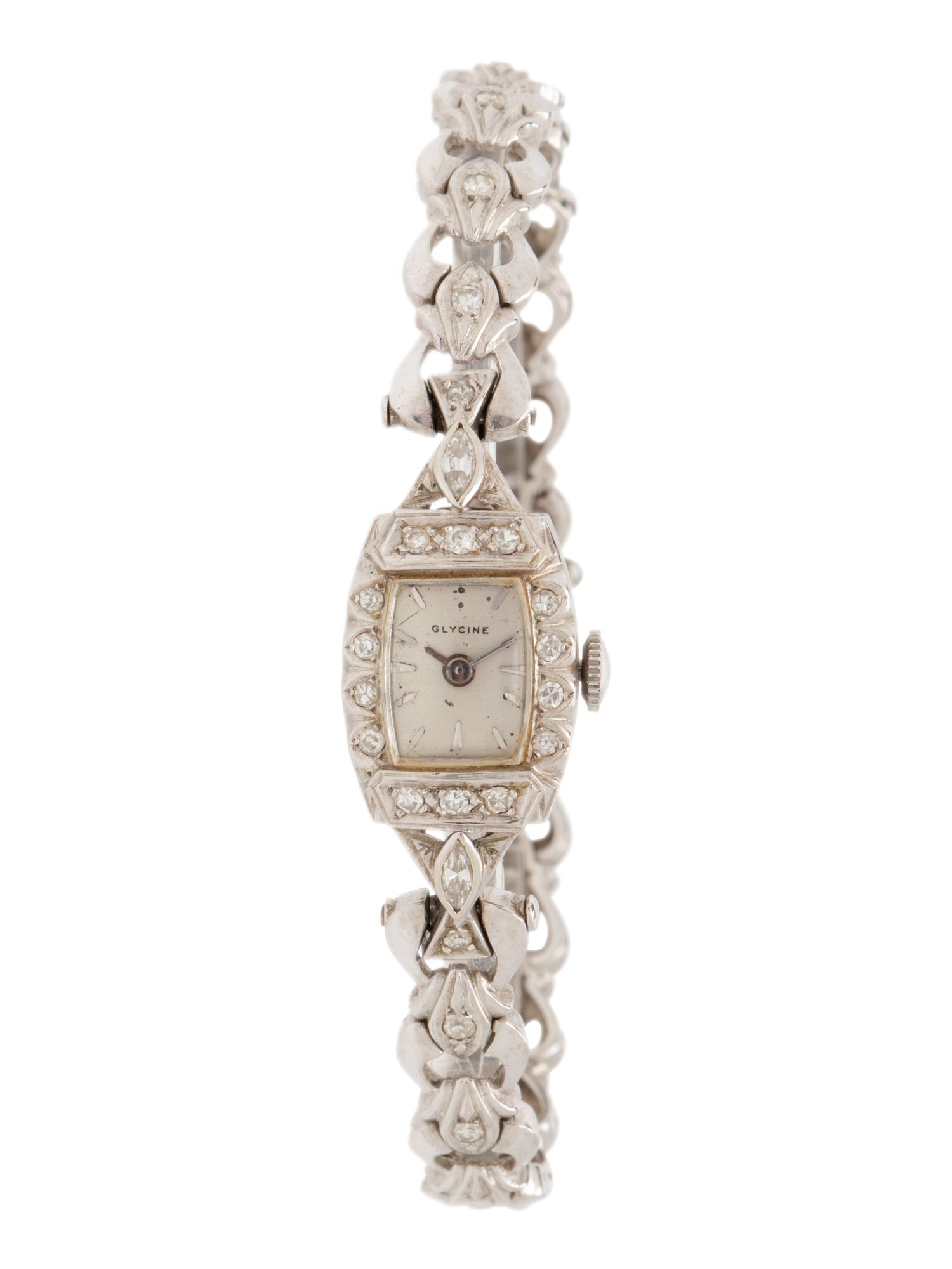 GLYCINE, 14K WHITE GOLD AND DIAMOND WRISTWATCH