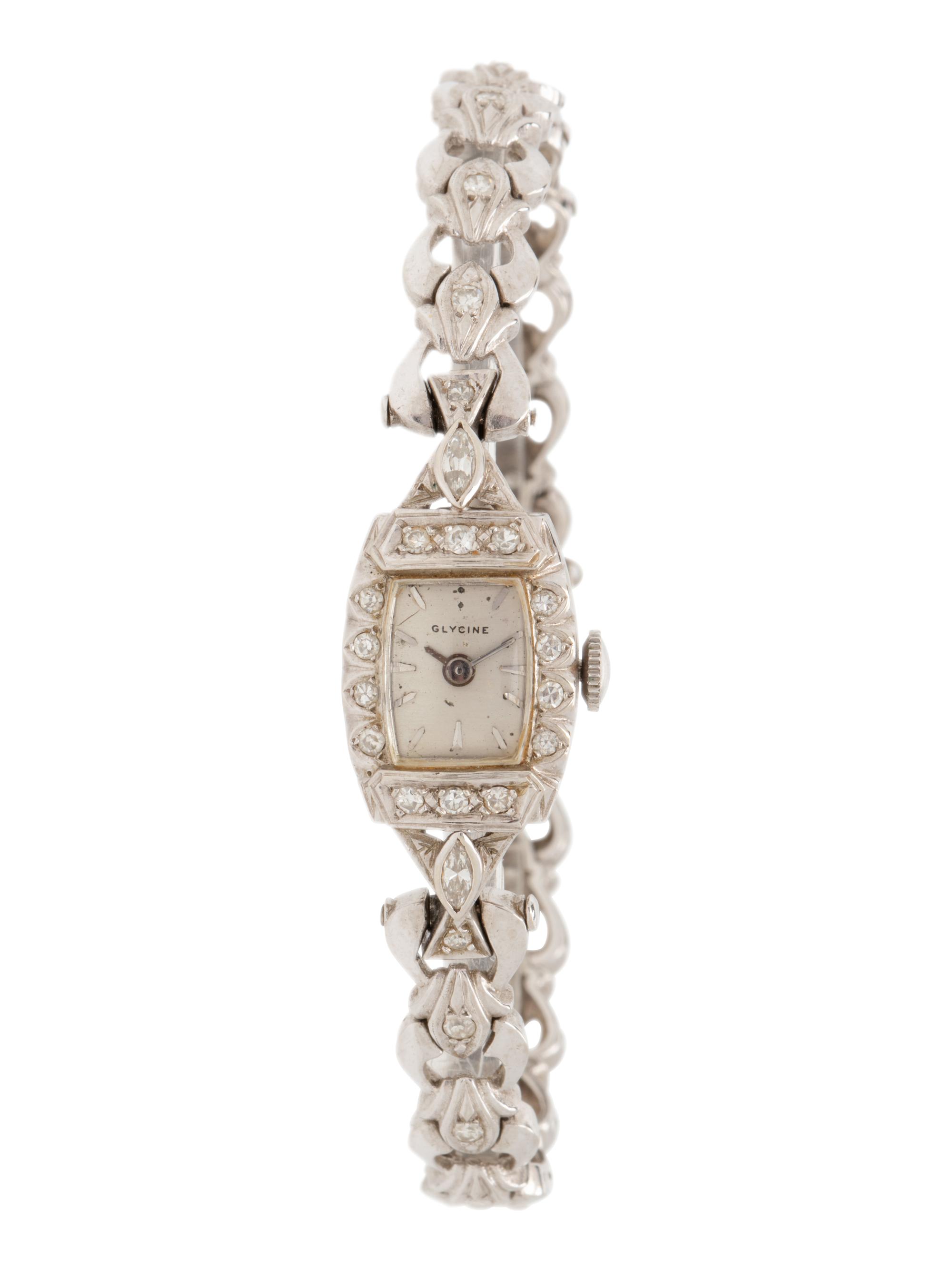 GLYCINE, 14K WHITE GOLD AND DIAMOND WRISTWATCH