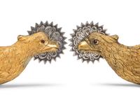 Ornate privately purchased brass eagle spurs.