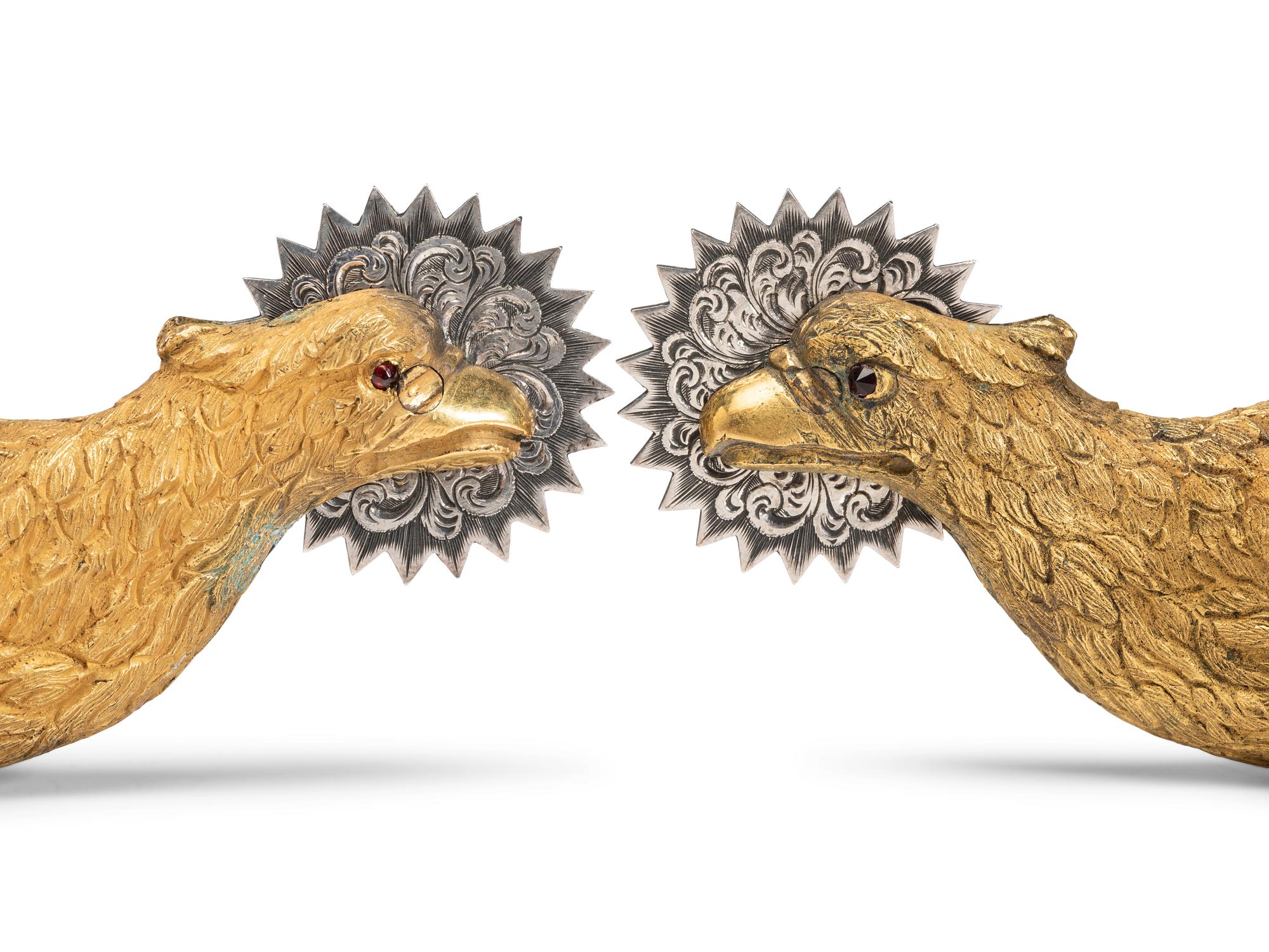 Ornate privately purchased brass eagle spurs.