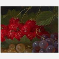 George Forster (American, 1817–1896) Still Life with Peaches, Strawberries, Grapes and Cherries in a Landscape