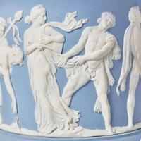 A Wedgwood Solid Light Blue Jasperware Borghese Vase and Cover UK, early 19th century