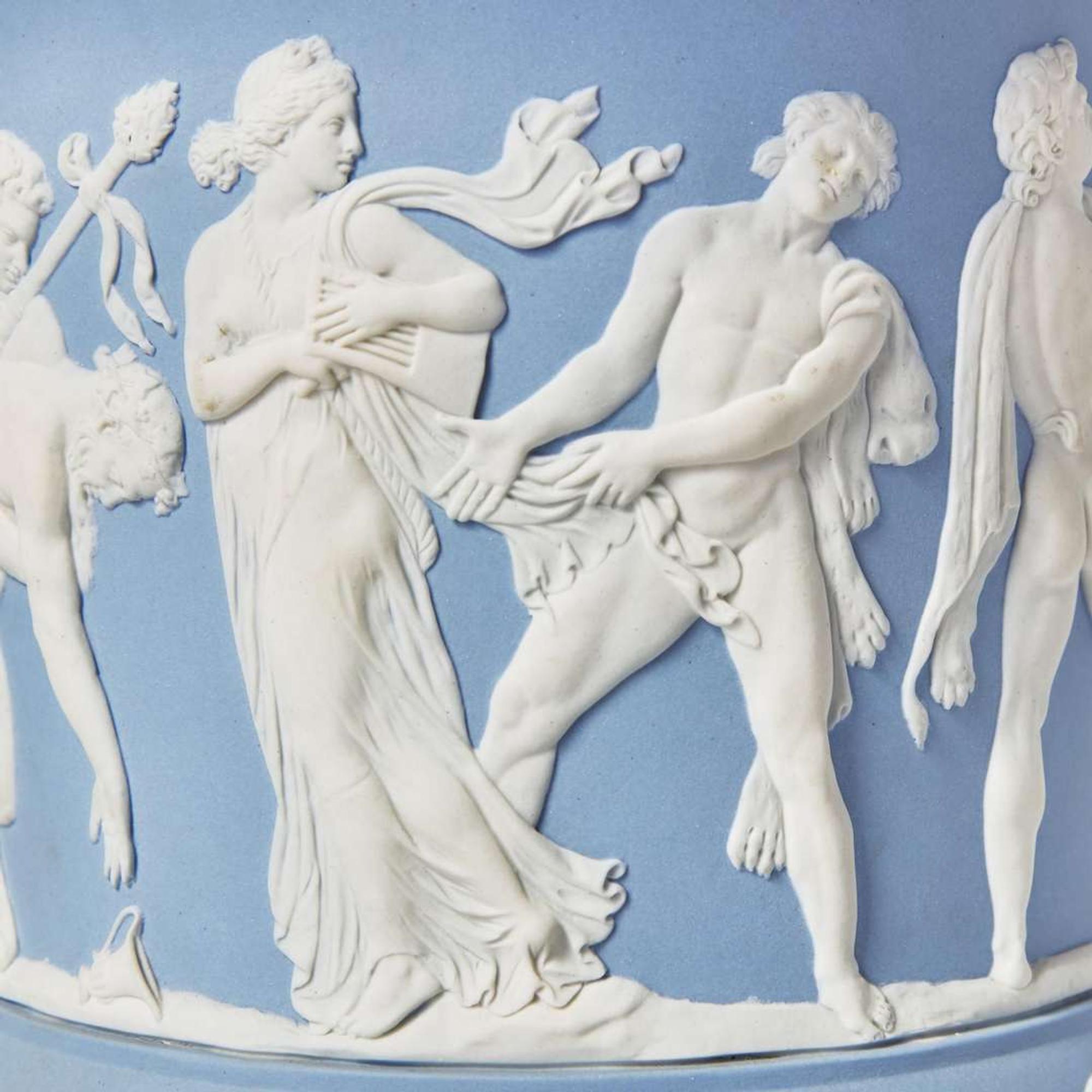 A Wedgwood Solid Light Blue Jasperware Borghese Vase and Cover UK, early 19th century