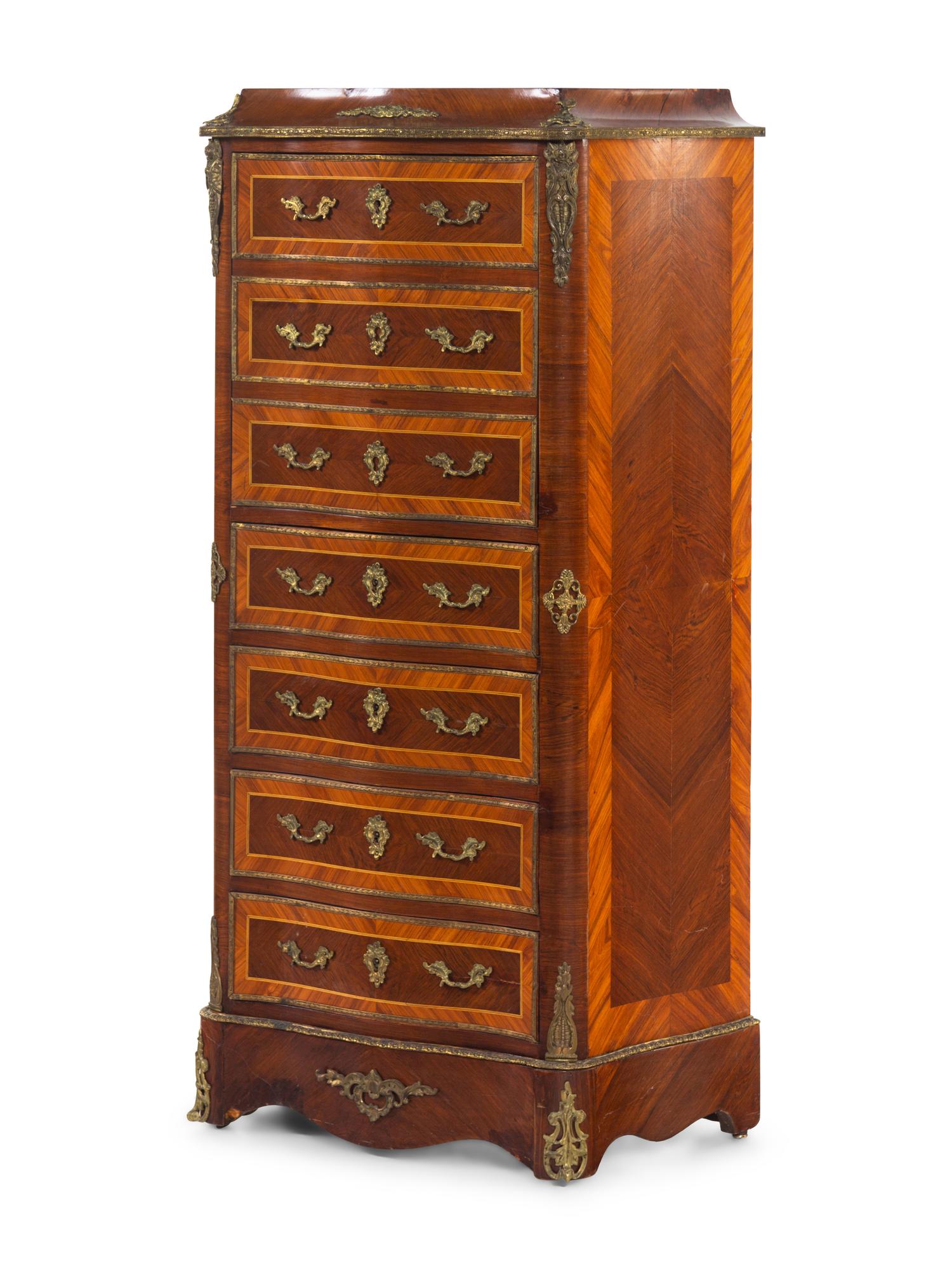 A Napoleon III Style Gilt Metal Mounted Kingwood Marble-Top Secrétaire à Abattant