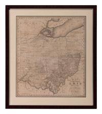 BOURNE, Alexander and KILBOURNE, John. Map of the State of Ohio Drawn by A. Bourne. Including the Indian Reservations, Purchased and laid out into Counties and Townships in 1820. Drawn by J. Kilbourne. Windsor, Connecticut, circa 1820.