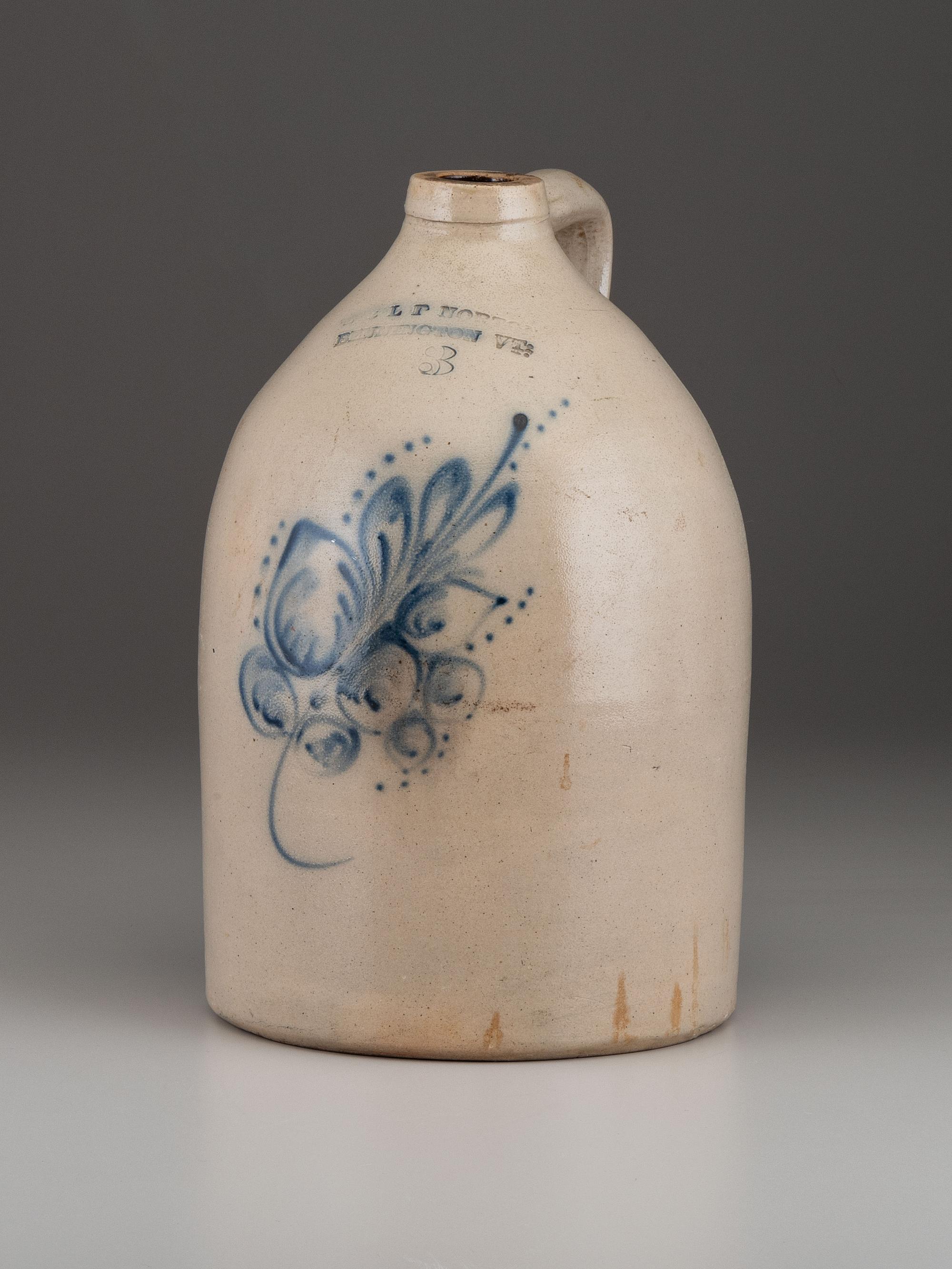 An E. And L.P. Norton Three-Gallon Cobalt Decorated Stoneware Jug