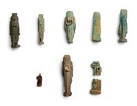 Eight Egyptian Faience and Gold Taweret Amulets