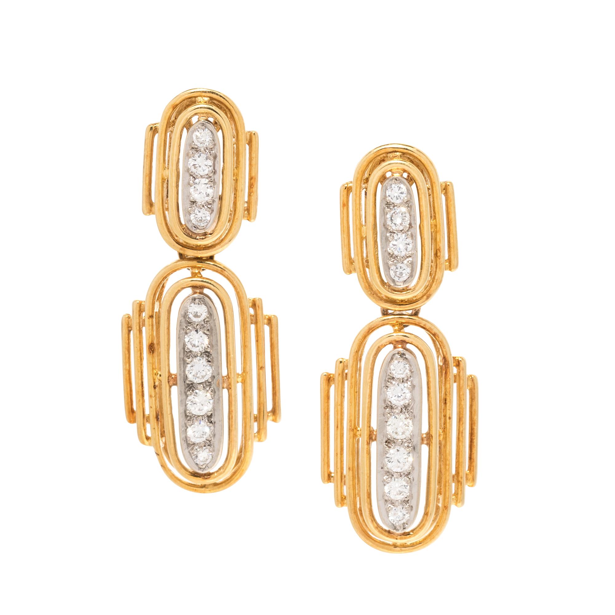 BICOLOR GOLD AND DIAMOND EARCLIPS