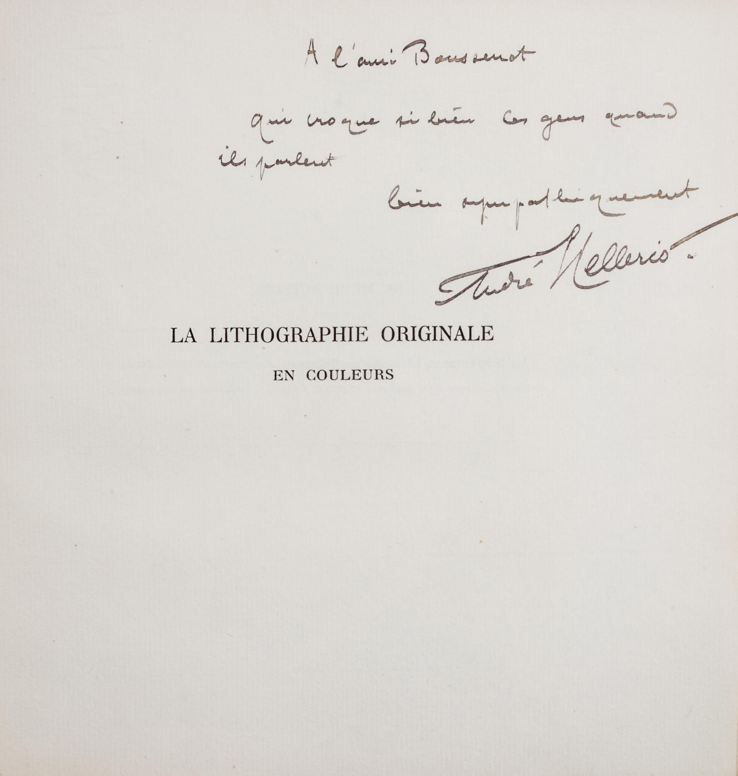 BONNARD, PIERRE AND ANDRE MELLERIO. La Lithographie originale en couleurs. Paris, 1898. Limited. Presentation copy.
