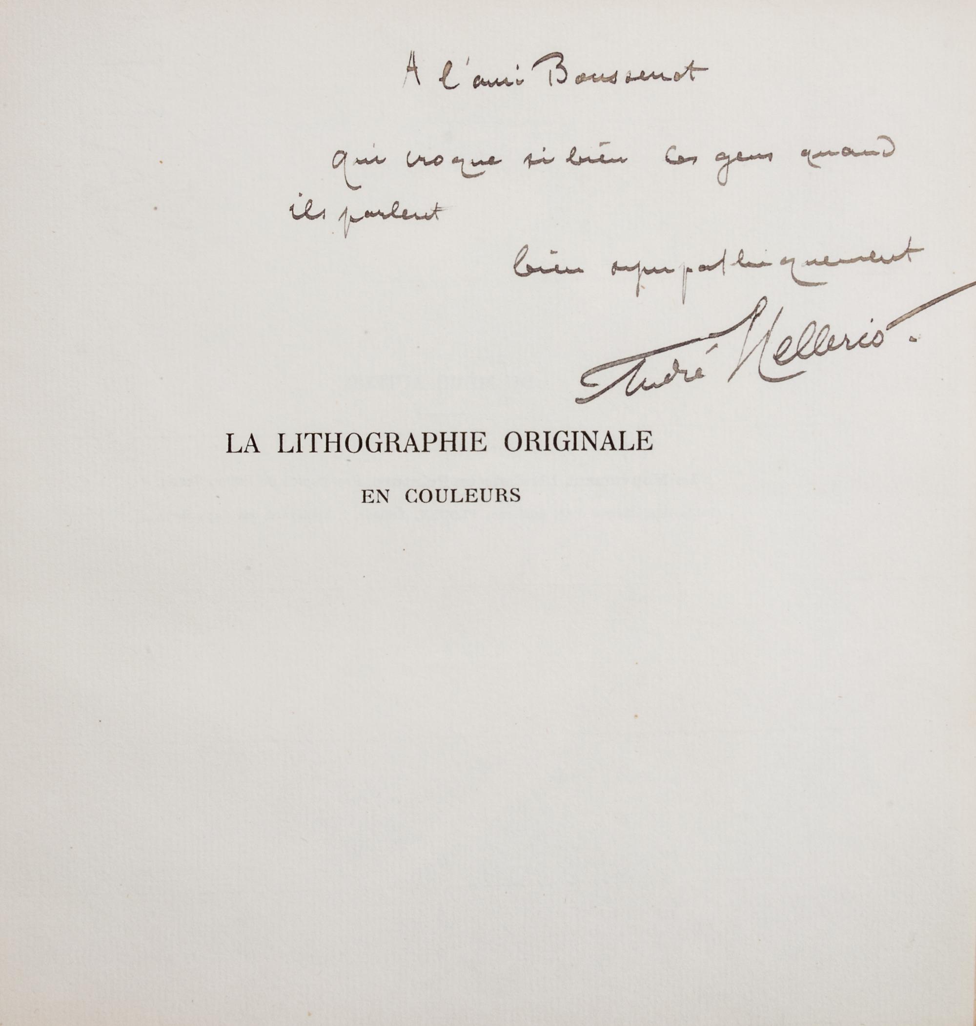 BONNARD, PIERRE AND ANDRE MELLERIO. La Lithographie originale en couleurs. Paris, 1898. Limited. Presentation copy.