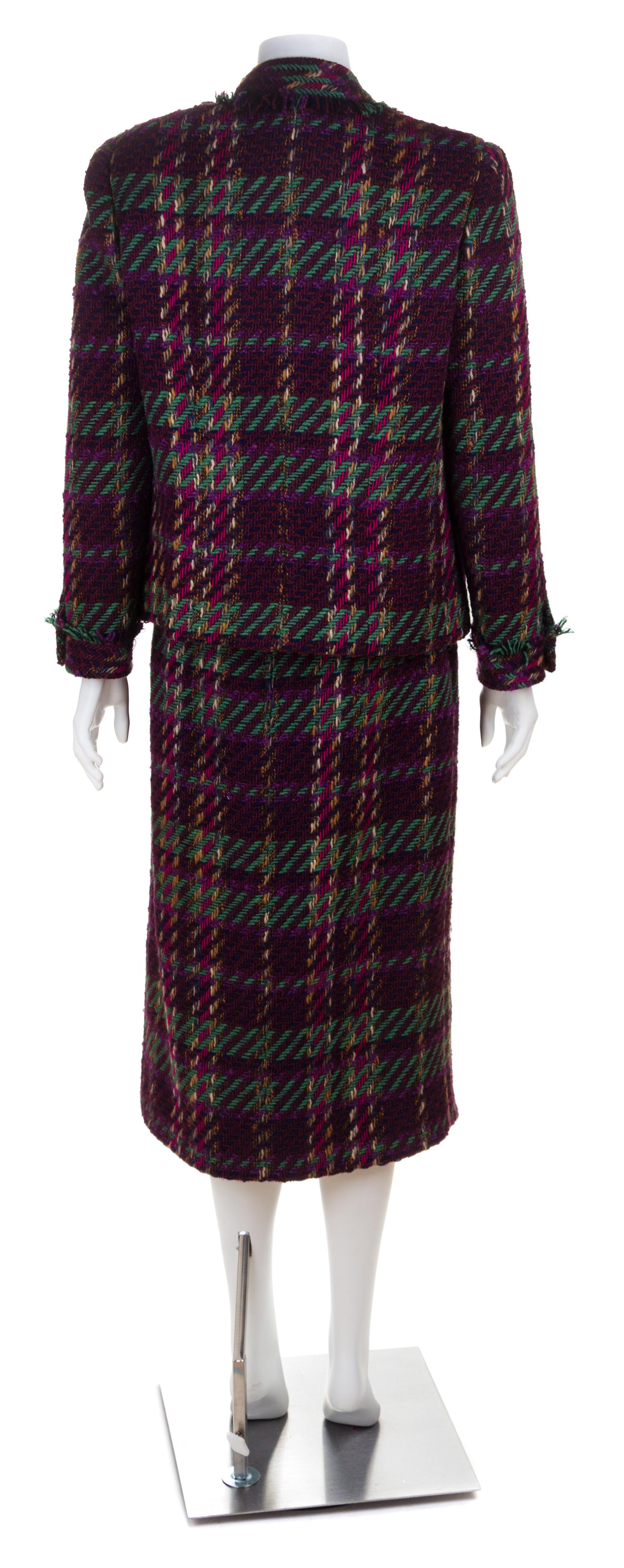 A Chanel Multicolor Wool Textured Jacket and Skirt Suit, Size 42.