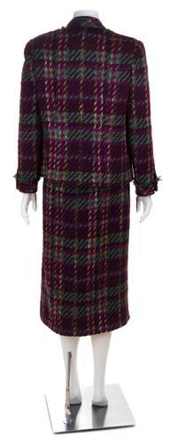 A Chanel Multicolor Wool Textured Jacket and Skirt Suit, Size 42.
