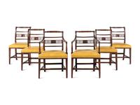 A Set of Six George III Mahogany Leather-Upholstered Dining Chairs