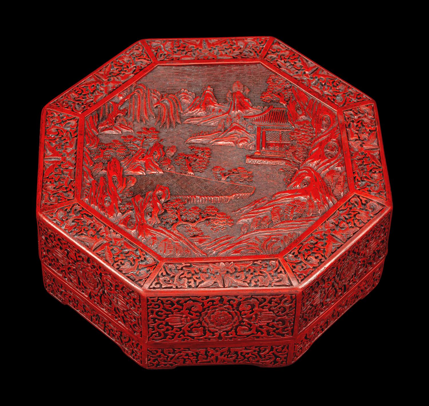 A Chinese Cinnabar Octagonal Box